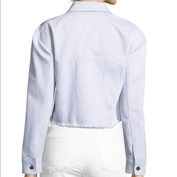 cinq à sept Cropped Denim Jacket with Lace Trim - Picture 3 of 4